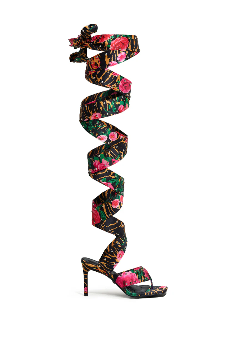 AZALEA WANG HOWLITE TIGER STUDDED STRAPPED SANDAL - Image 2