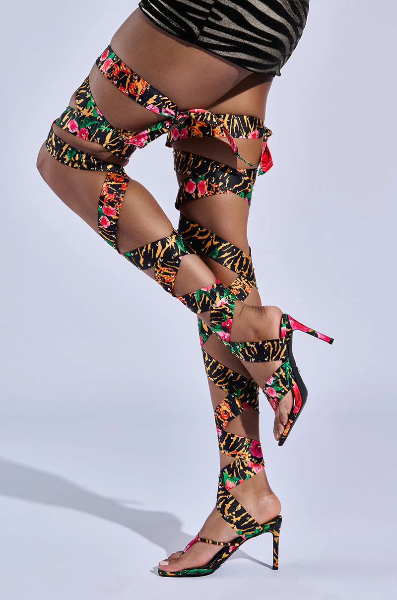 AZALEA WANG HOWLITE TIGER STUDDED STRAPPED SANDAL - Image 6