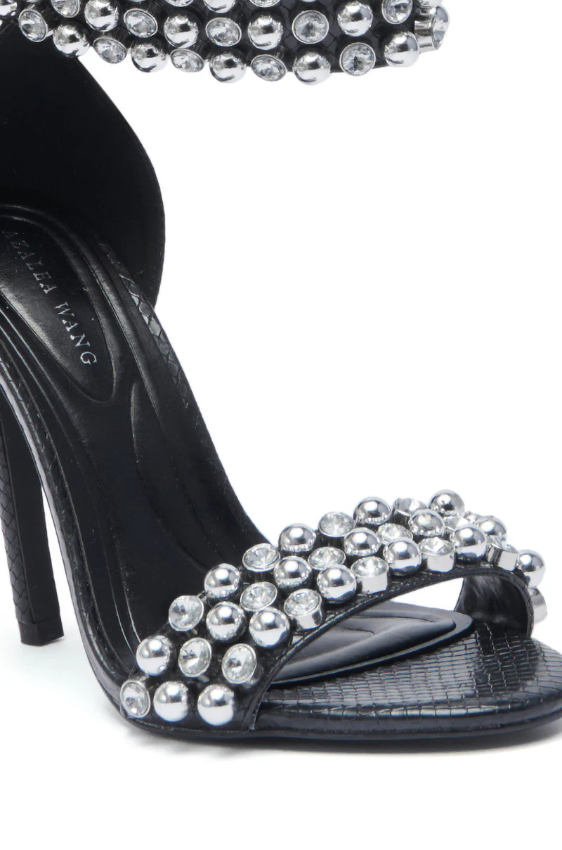 AZALEA WANG ILYA BLACK EMBELLISHED SANDAL - Image 7