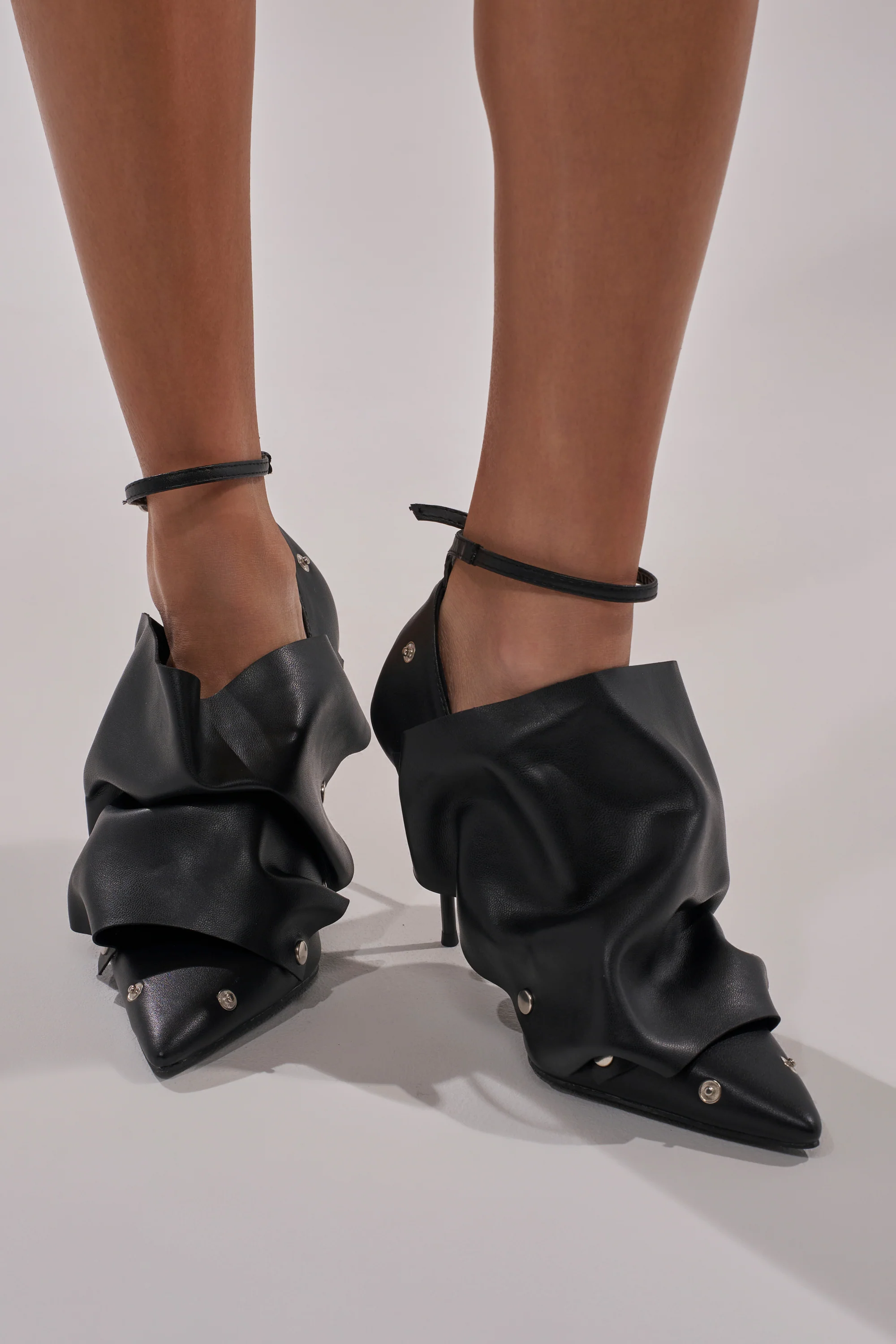 AZALEA WANG IMOGALE BLACK SILVER HARDWARE STILETTO PUMP - Image 3