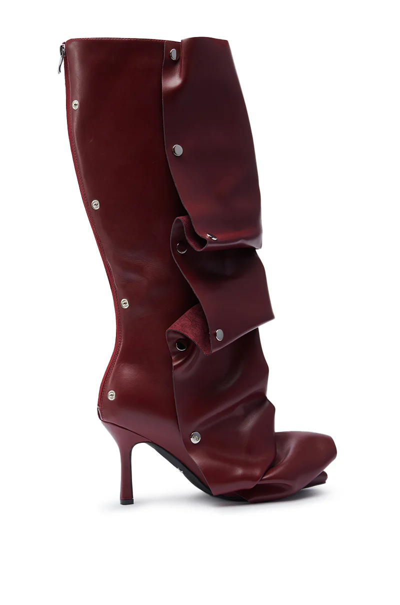 AZALEA WANG IMOGINE BURGUNDY STILETTO SNAP BOOT - Image 6