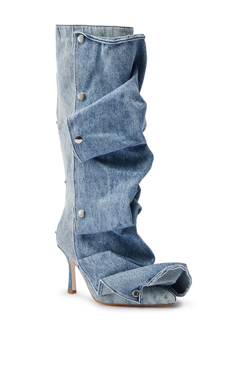 AZALEA WANG IMOGINE DENIM SNAP BOOT - Image 11