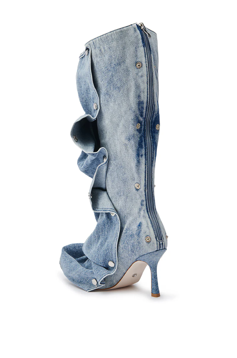 AZALEA WANG IMOGINE DENIM SNAP BOOT - Image 13