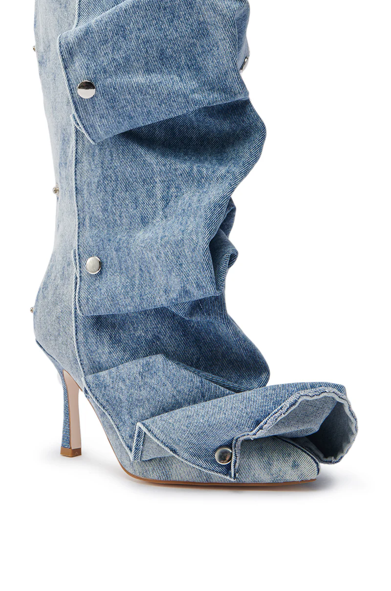 AZALEA WANG IMOGINE DENIM SNAP BOOT - Image 15
