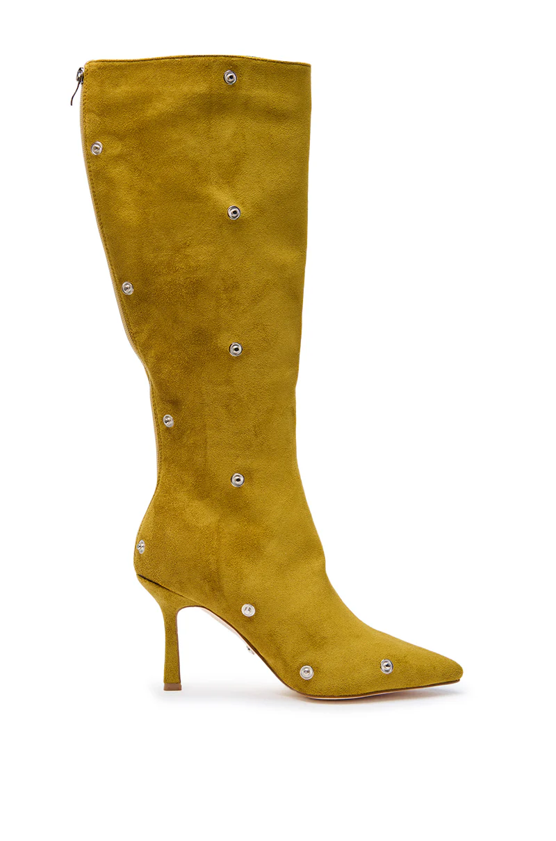AZALEA WANG IMOGINE OLIVE FOLDED DETAIL STILETTO BOOT - Image 3