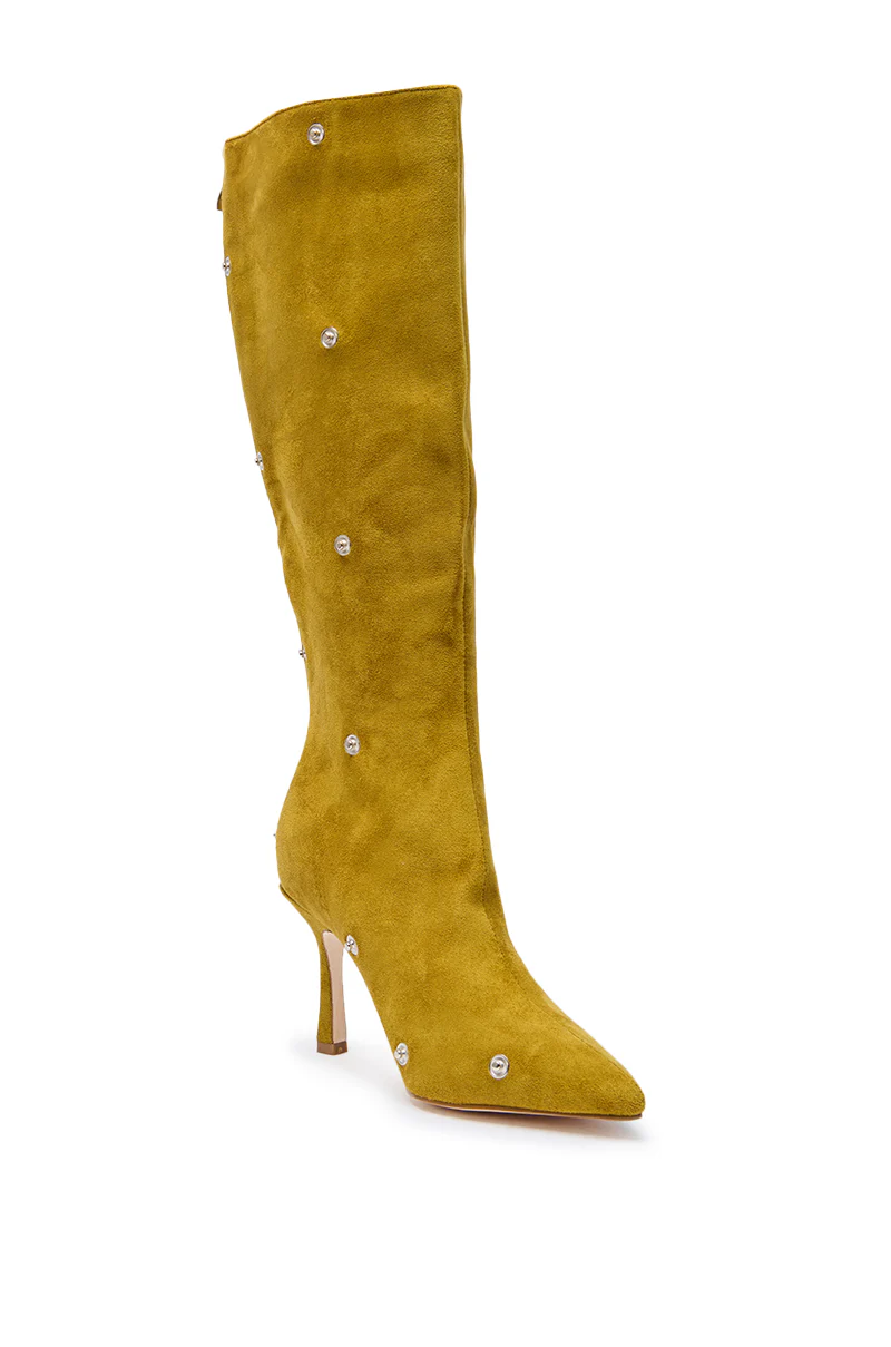 AZALEA WANG IMOGINE OLIVE FOLDED DETAIL STILETTO BOOT - Image 5