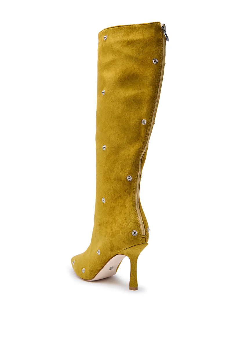 AZALEA WANG IMOGINE OLIVE FOLDED DETAIL STILETTO BOOT - Image 7
