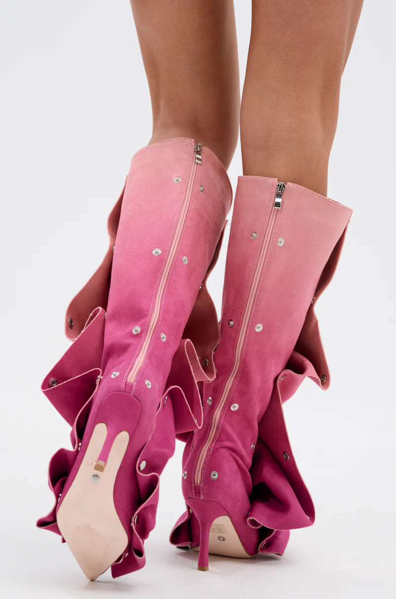 AZALEA WANG IMOGINE PINK MULTI FAUX SUEDE BOOT - Image 10