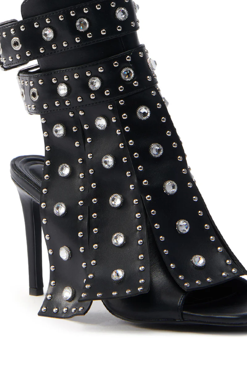 AZALEA WANG IRELYN BLACK EMBELLISHED SANDAL - Image 7