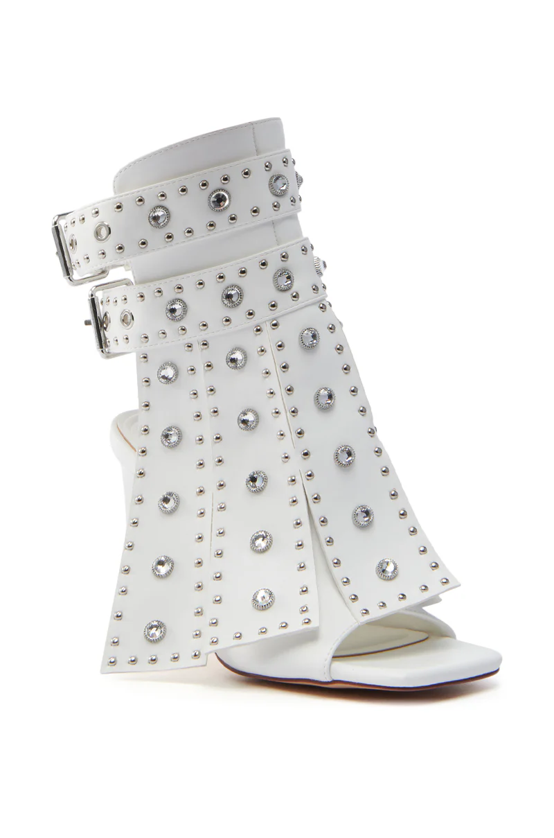 AZALEA WANG IRELYN WHITE EMBELLISHED SANDAL - Image 4