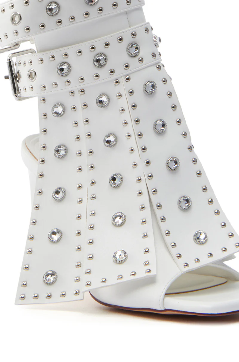 AZALEA WANG IRELYN WHITE EMBELLISHED SANDAL - Image 6