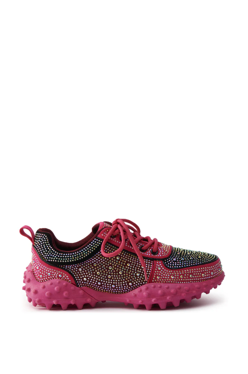 AZALEA WANG ISABEAU FUCHSIA COLOR BLOCKED EMBELLISHED SNEAKER - Image 3