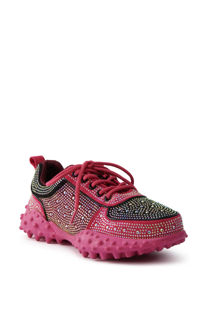 AZALEA WANG ISABEAU FUCHSIA COLOR BLOCKED EMBELLISHED SNEAKER - Image 4