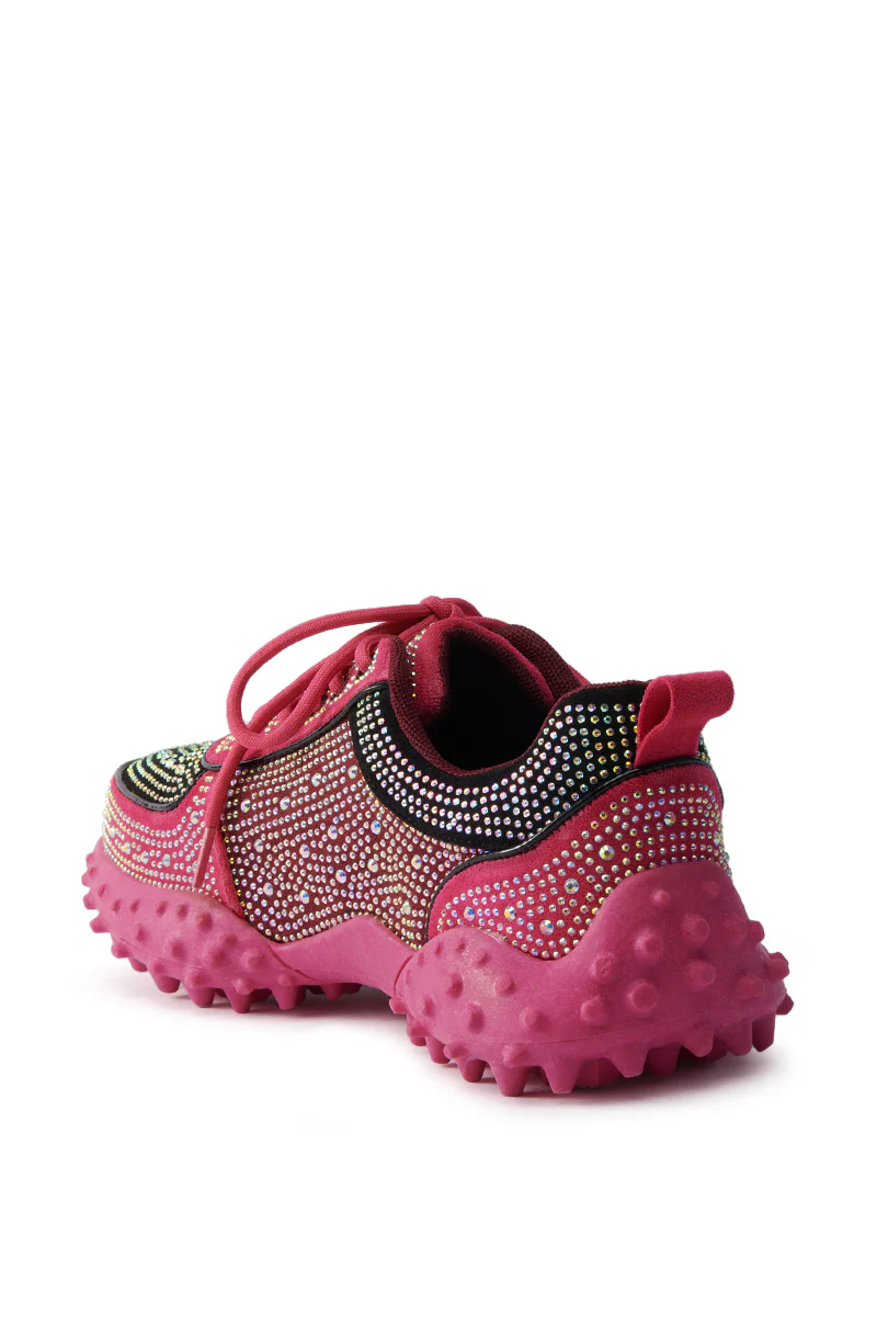 AZALEA WANG ISABEAU FUCHSIA COLOR BLOCKED EMBELLISHED SNEAKER - Image 5