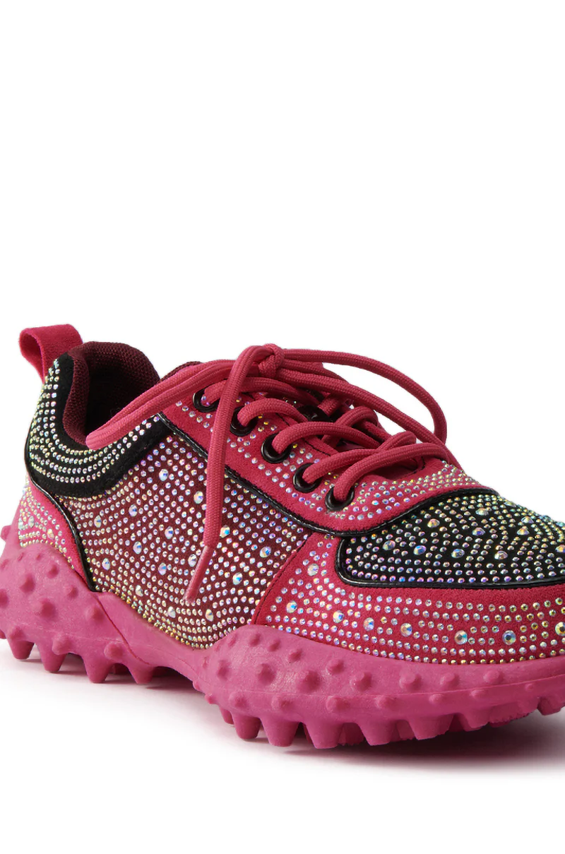AZALEA WANG ISABEAU FUCHSIA COLOR BLOCKED EMBELLISHED SNEAKER - Image 6