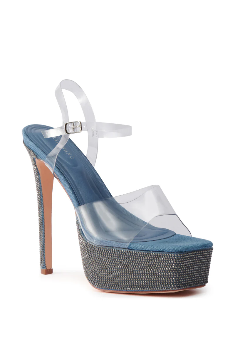AZALEA WANG ISAURA DENIM PLATFORM RHINESTONE SANDAL - Image 6