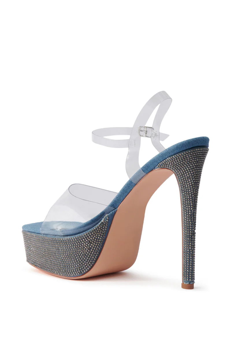 AZALEA WANG ISAURA DENIM PLATFORM RHINESTONE SANDAL - Image 7