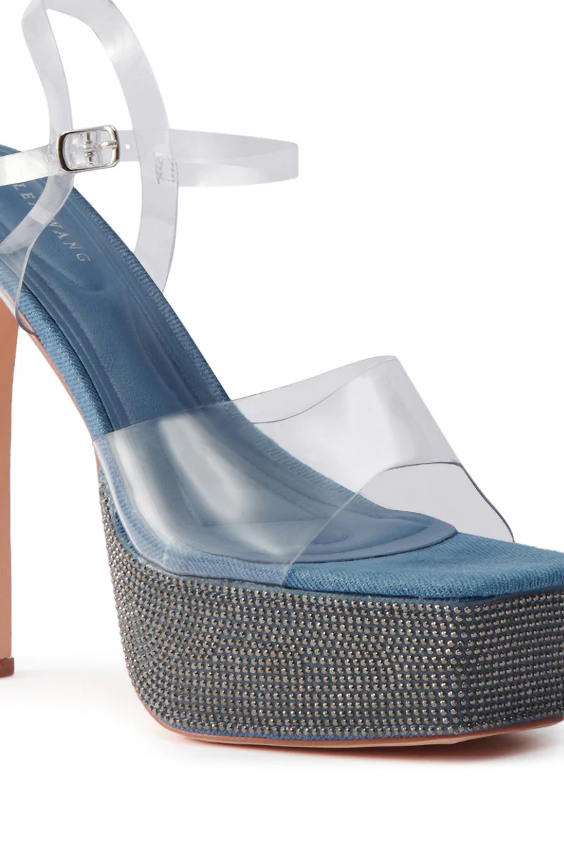 AZALEA WANG ISAURA DENIM PLATFORM RHINESTONE SANDAL - Image 8
