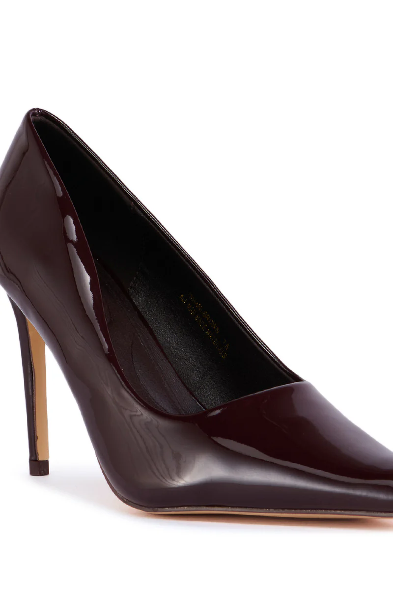 AZALEA WANG ISHANI BROWN PATENT PUMP - Image 5