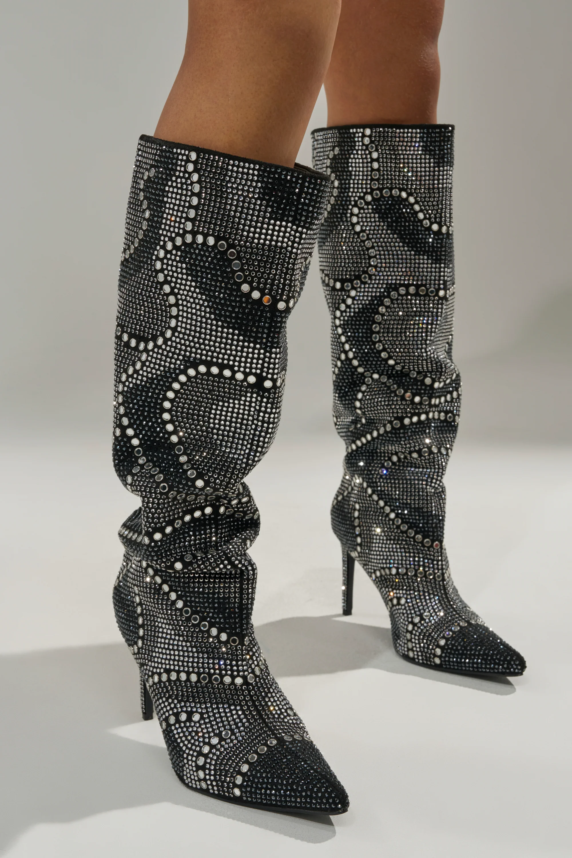 AZALEA WANG ISILDA BLACK MULTI SEQUIN STILETTO BOOT - Image 4