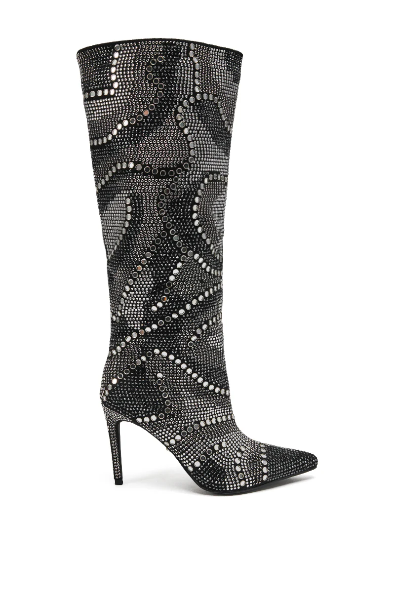 AZALEA WANG ISILDA BLACK MULTI SEQUIN STILETTO BOOT - Image 5