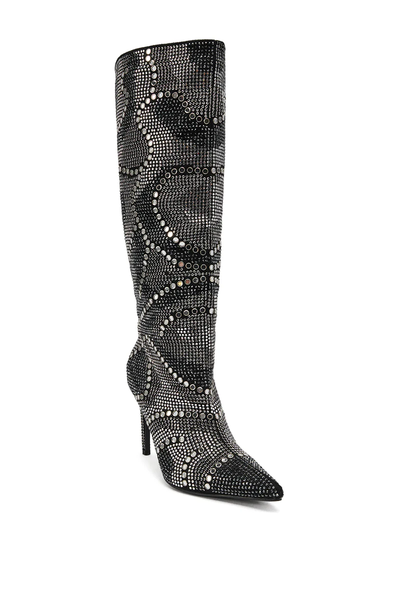 AZALEA WANG ISILDA BLACK MULTI SEQUIN STILETTO BOOT - Image 6