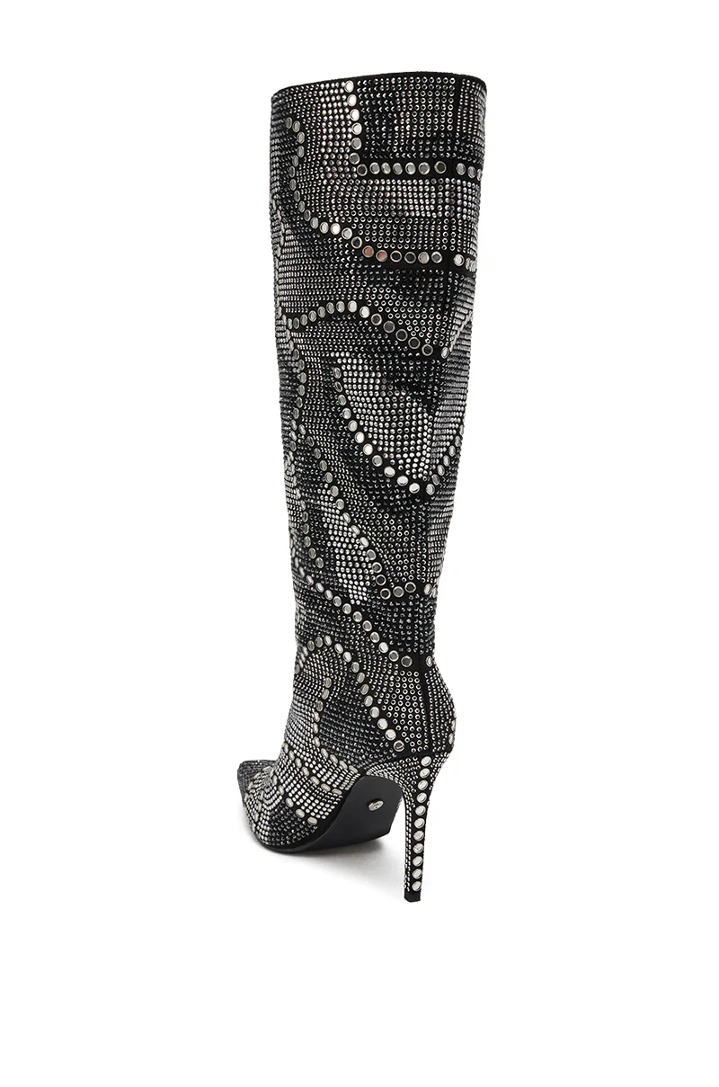 AZALEA WANG ISILDA BLACK MULTI SEQUIN STILETTO BOOT - Image 7
