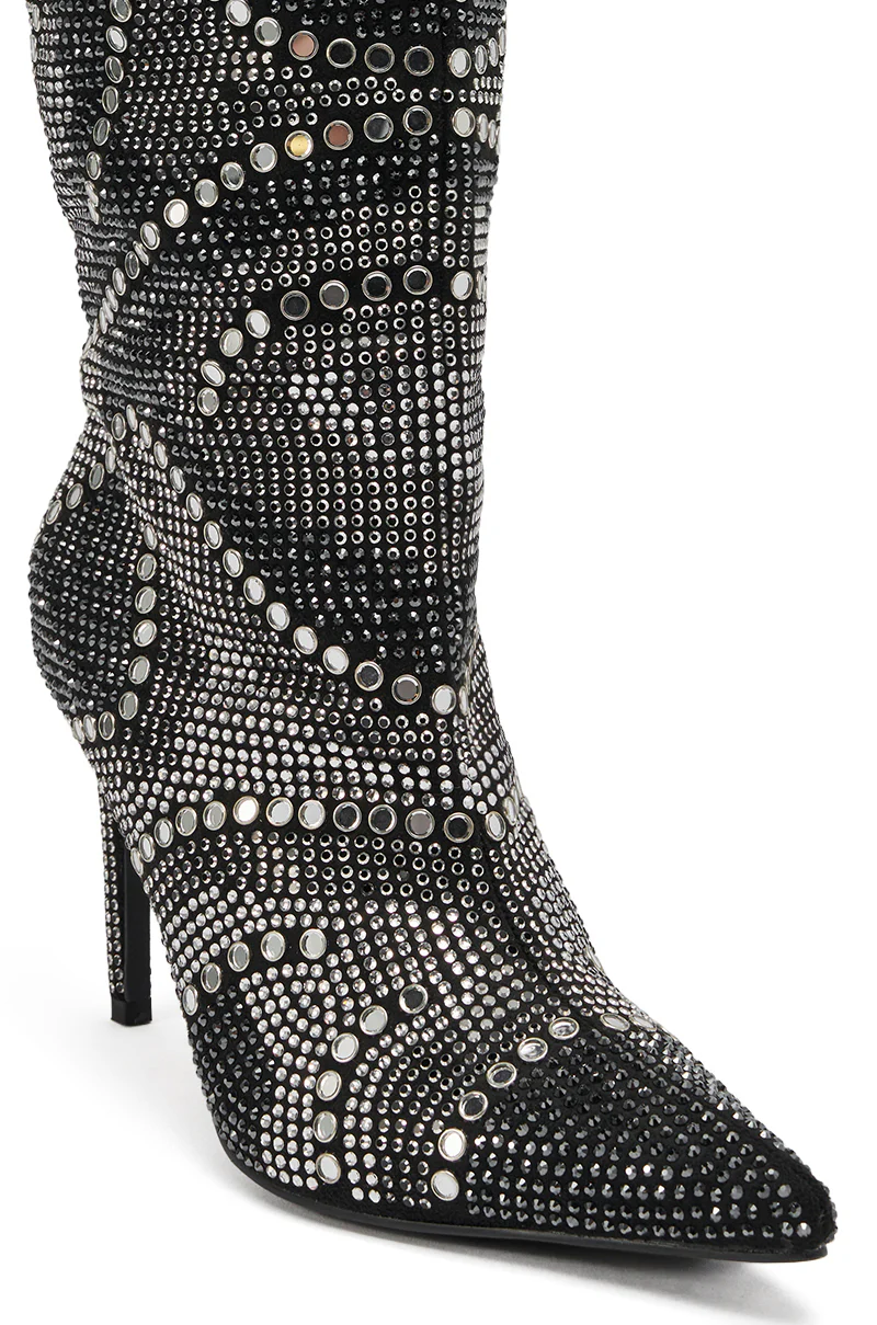 AZALEA WANG ISILDA BLACK MULTI SEQUIN STILETTO BOOT - Image 8