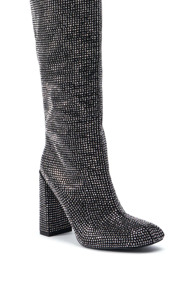 AZALEA WANG ISKANDER BLACK RHINESTONE BOOT - Image 6