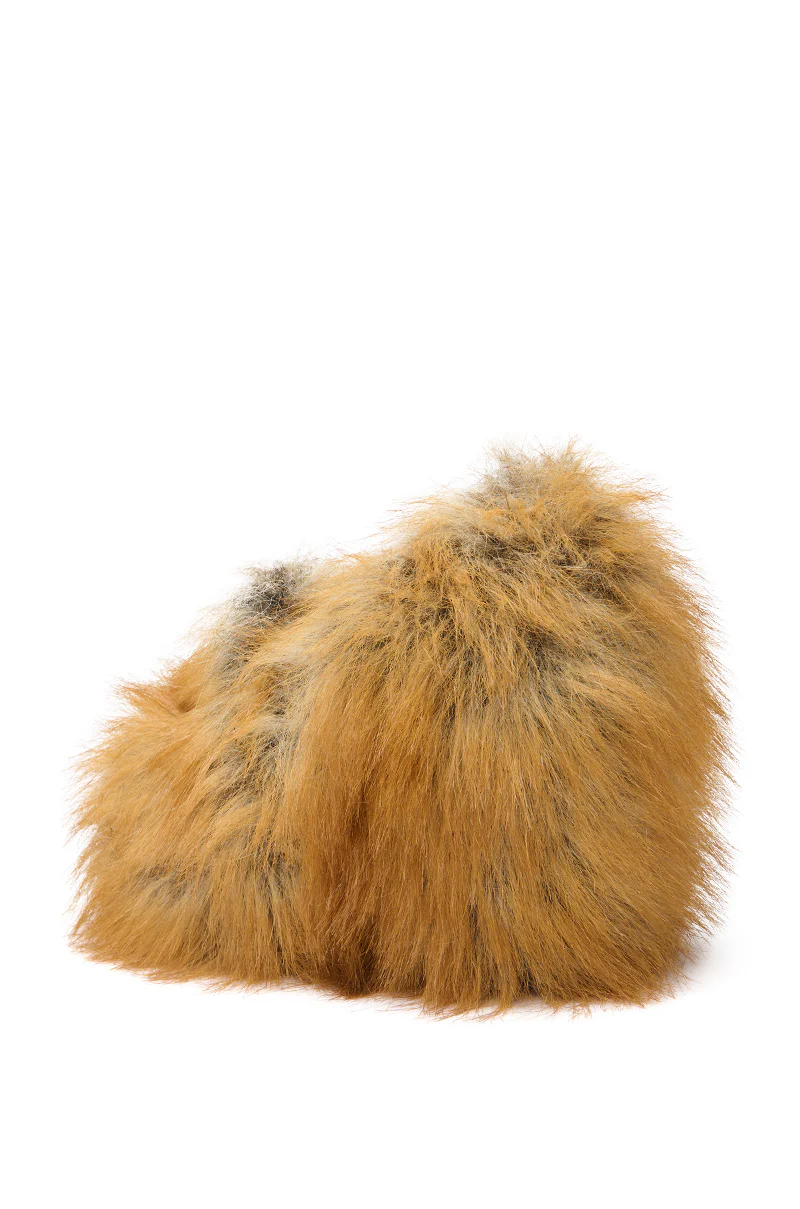 AZALEA WANG JAEKE FOX FUR WEDGE PUMP IN BROWN - Image 5