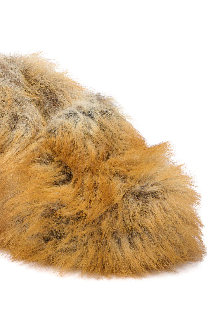 AZALEA WANG JAEKE FOX FUR WEDGE PUMP IN BROWN - Image 6