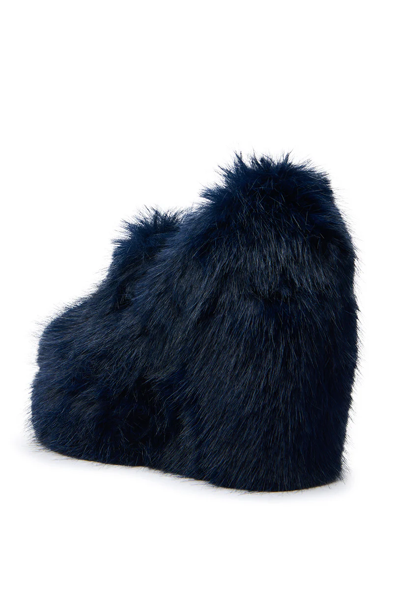 AZALEA WANG JAEKE NAVY FUR WEDGE PUMP - Image 6