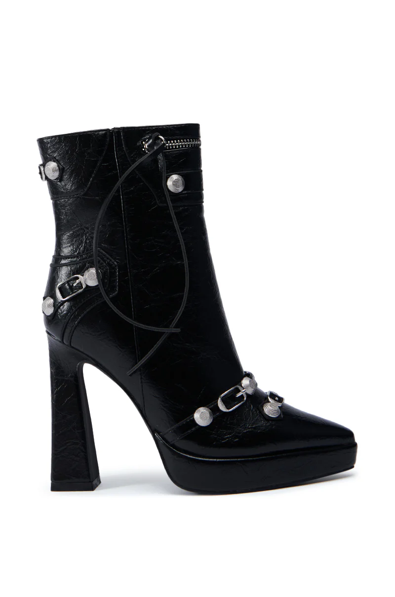 AZALEA WANG JAIMSON BLACK CRACKLE PU BOOTIE - Image 3