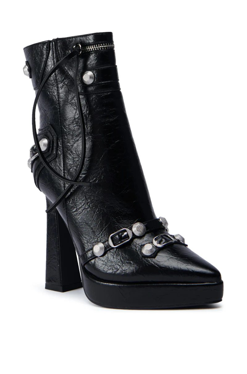 AZALEA WANG JAIMSON BLACK CRACKLE PU BOOTIE - Image 4