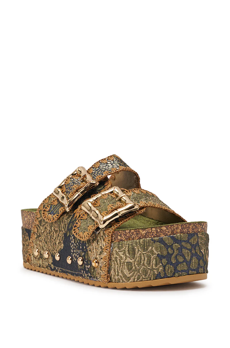 AZALEA WANG JAINNA GREEN VELVET FLATFORM SANDAL - Image 5