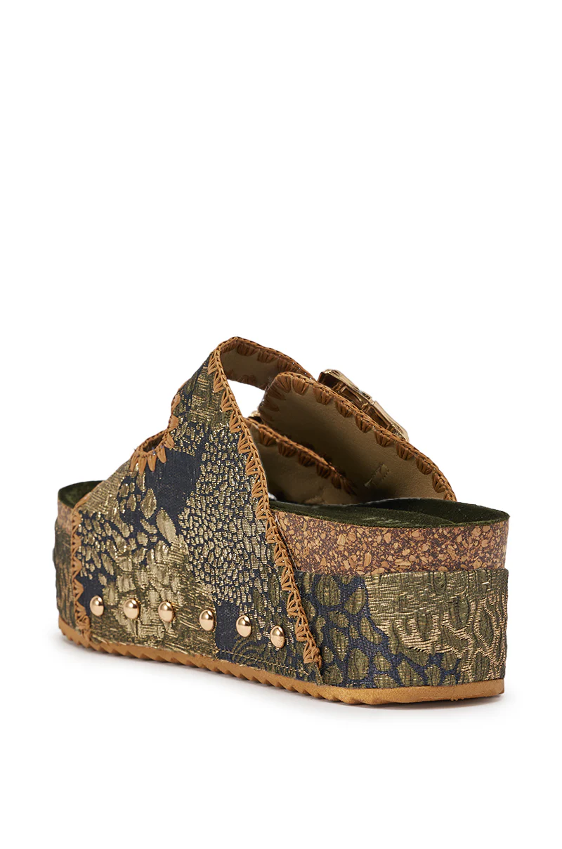 AZALEA WANG JAINNA GREEN VELVET FLATFORM SANDAL - Image 6
