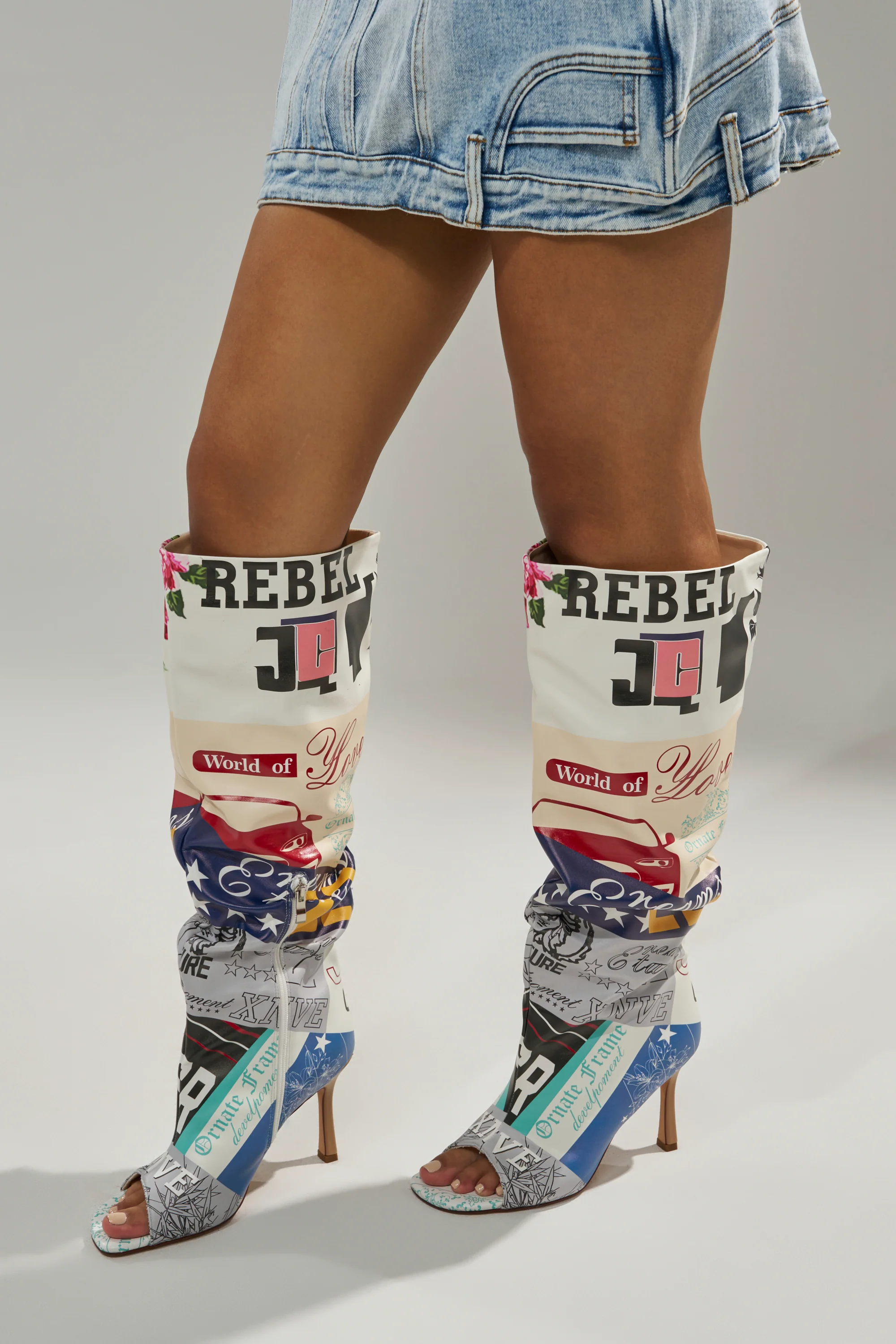 AZALEA WANG JALISA MULTI NOVELTY PRINTED OPEN TOE BOOT - Image 3