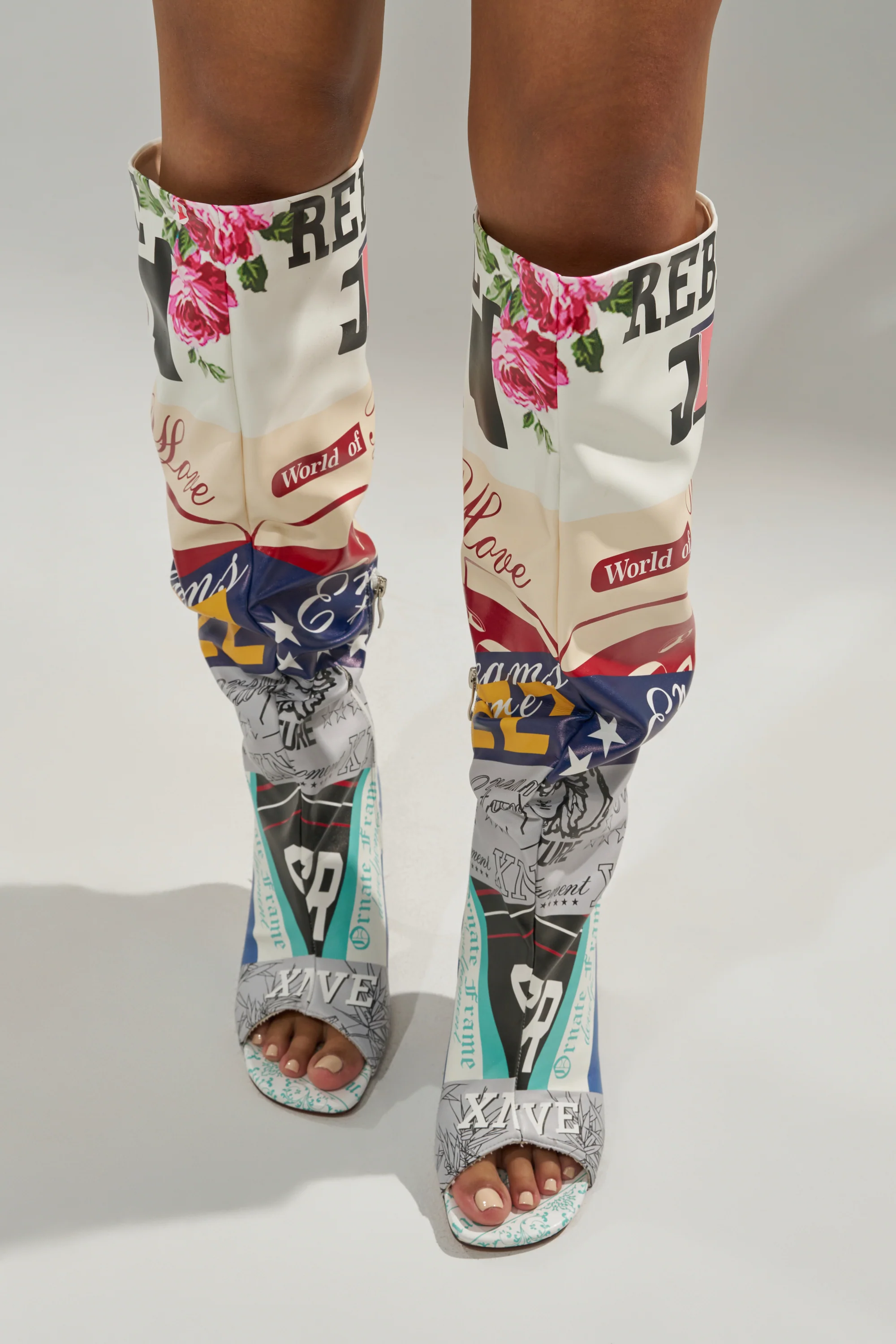 AZALEA WANG JALISA MULTI NOVELTY PRINTED OPEN TOE BOOT - Image 5