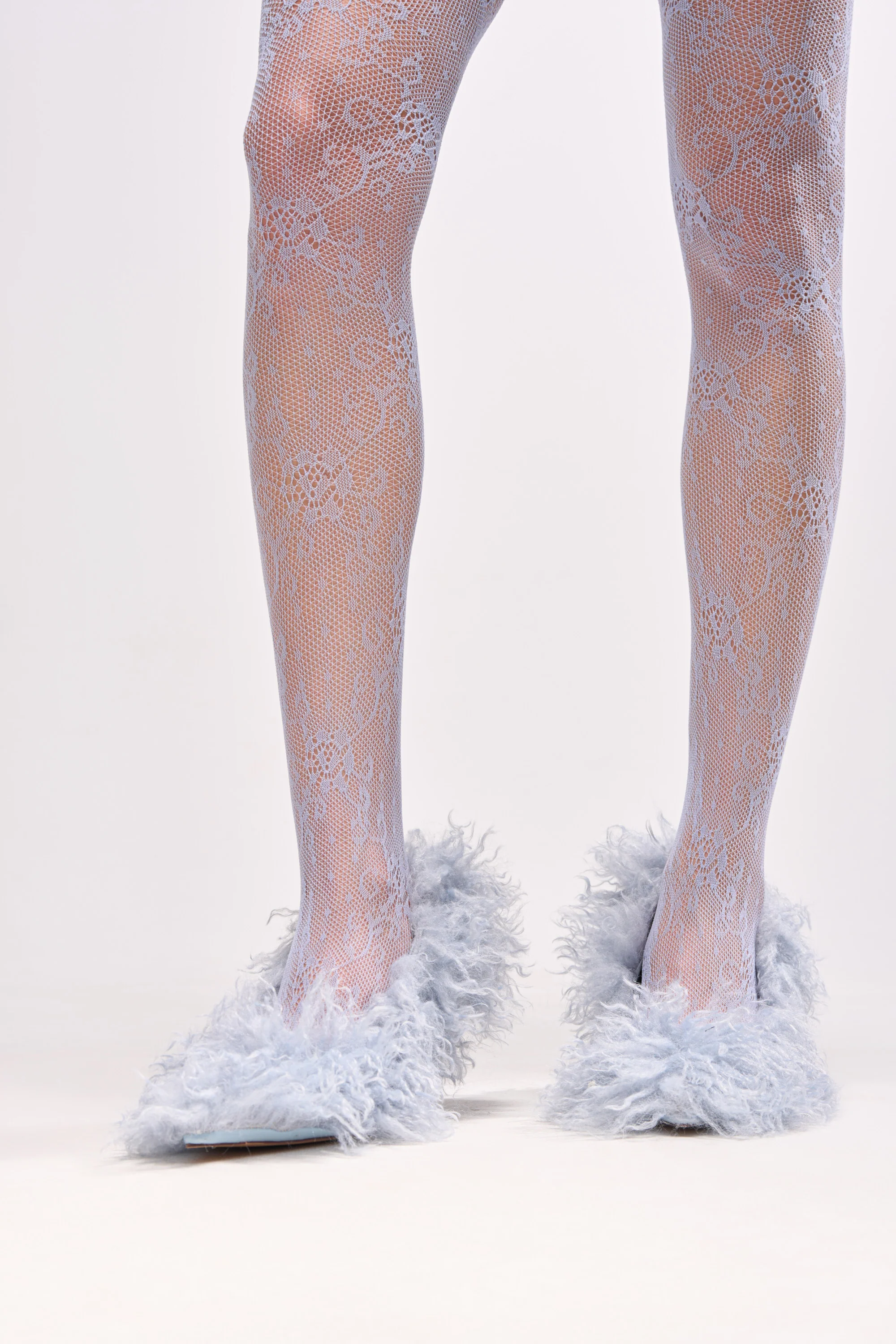 AZALEA WANG JAMEEKA BABY BLUE CURLY FUR PUMP STILETTO HEEL - Image 3