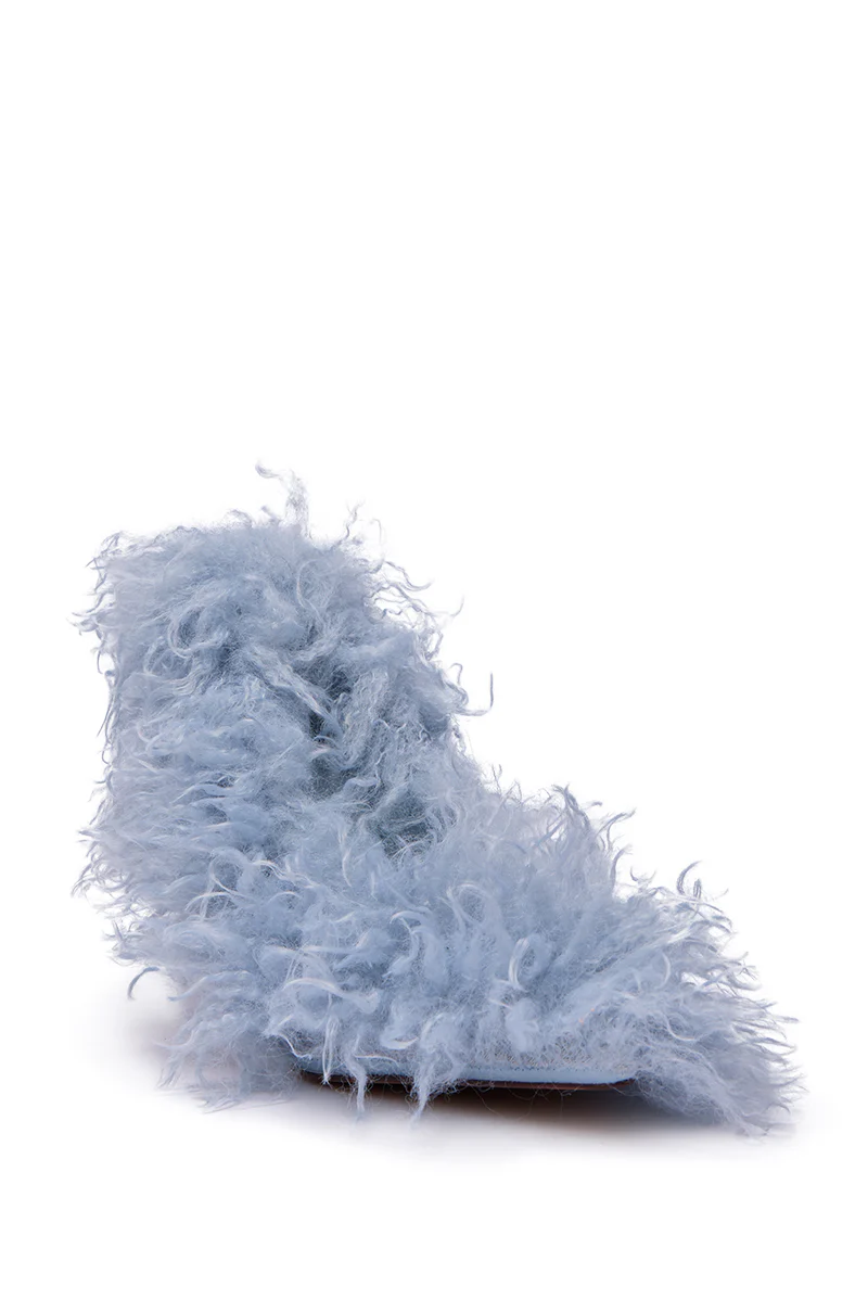 AZALEA WANG JAMEEKA BABY BLUE CURLY FUR PUMP STILETTO HEEL - Image 8