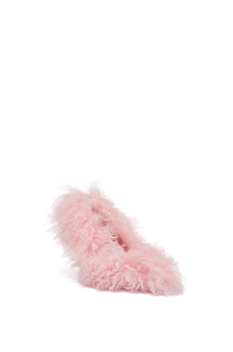 AZALEA WANG JAMEEKA PINK FUR STILETTO PUMP - Image 7