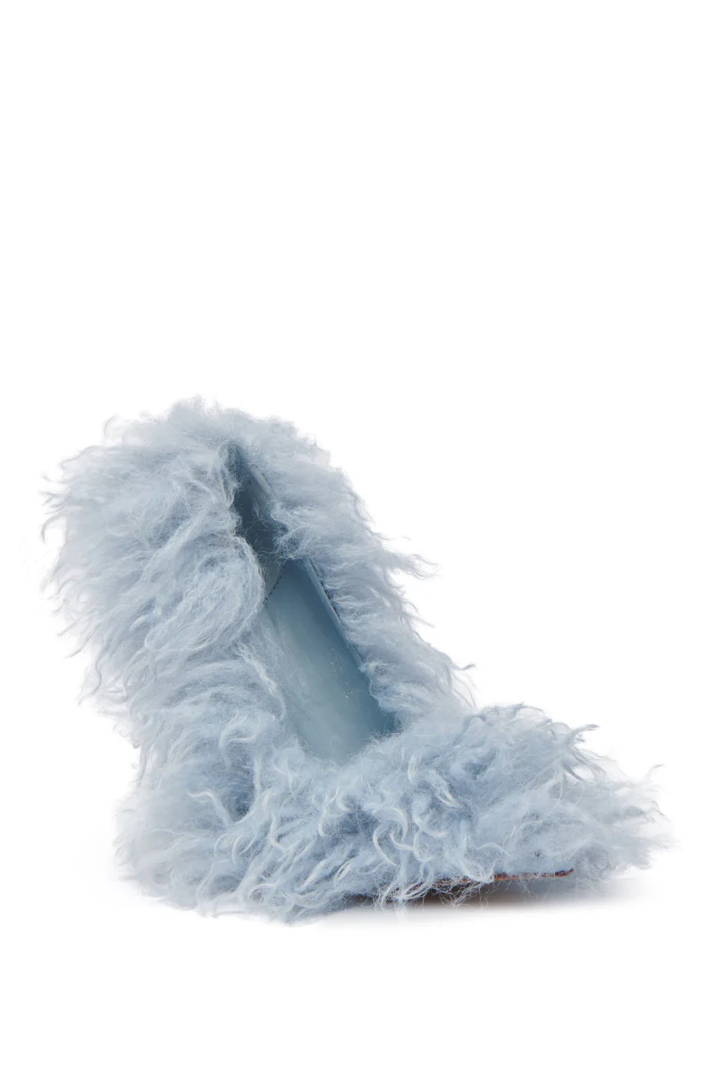 AZALEA WANG JAMEELA BABY BLUE FUR HEEL - Image 4