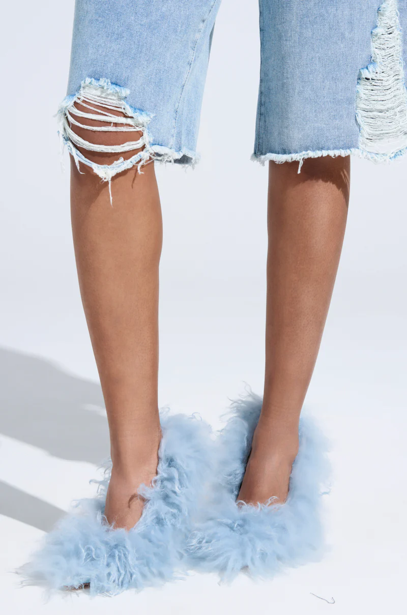 AZALEA WANG JAMEELA BABY BLUE FUR HEEL - Image 7