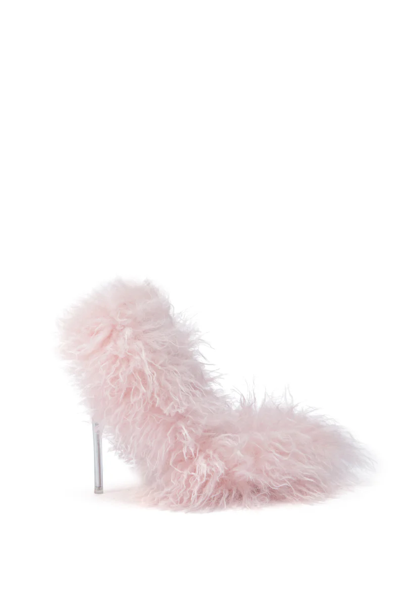 AZALEA WANG JAMEELA PINK FUR STILETTO PUMP - Image 3