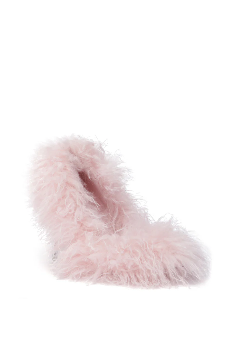 AZALEA WANG JAMEELA PINK FUR STILETTO PUMP - Image 4