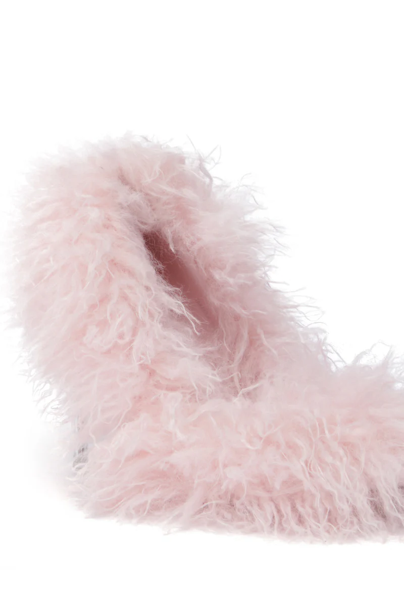 AZALEA WANG JAMEELA PINK FUR STILETTO PUMP - Image 6
