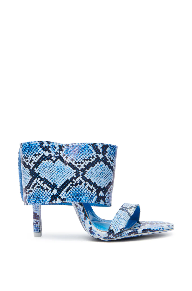 AZALEA WANG JANSEN BLUE SNAKE STILETTO SANDAL - Image 6