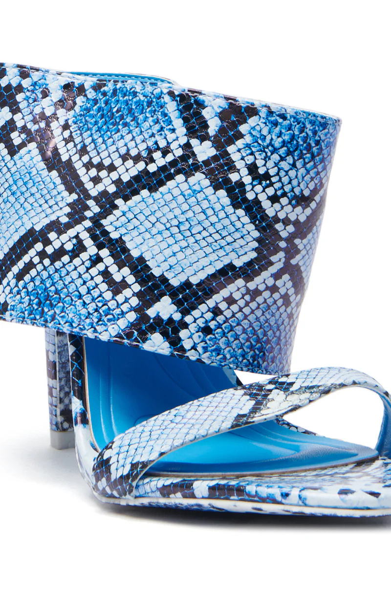 AZALEA WANG JANSEN BLUE SNAKE STILETTO SANDAL - Image 9