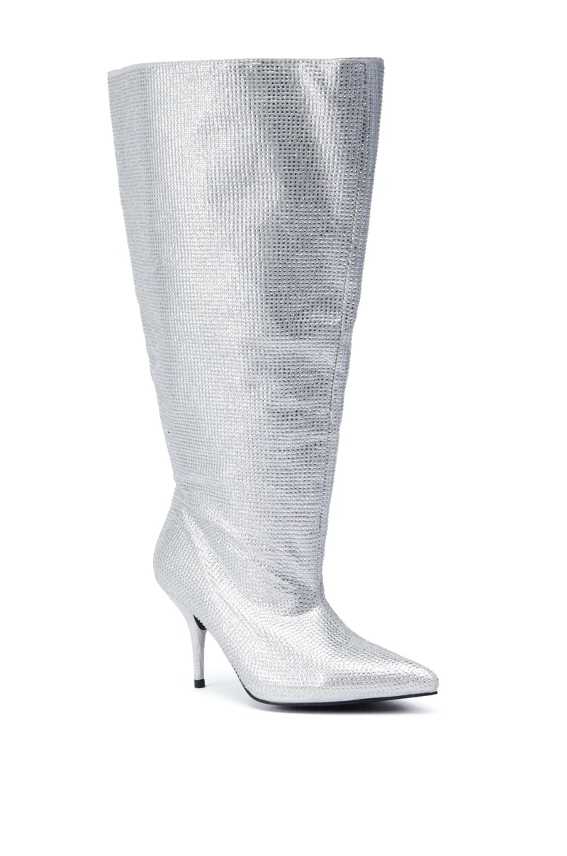 AZALEA WANG JARROW SILVER RHINESTONE BOOTIE - Image 4