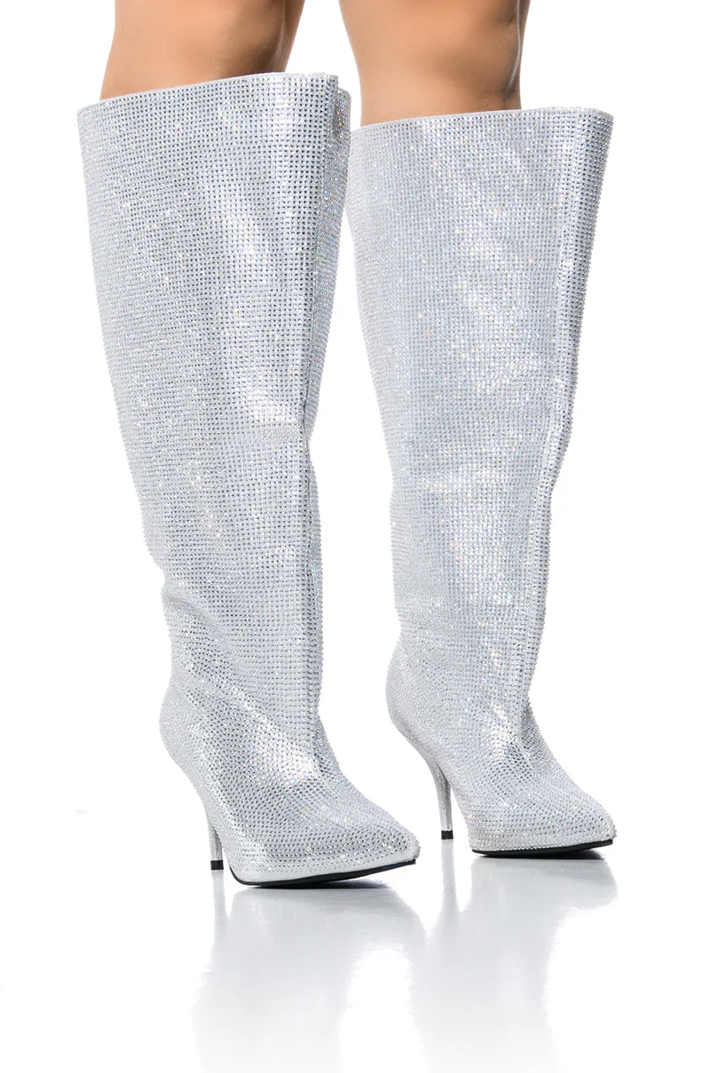 AZALEA WANG JARROW SILVER RHINESTONE BOOTIE - Image 7
